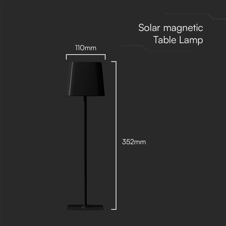 LED Solar dimbaar magnetic aanraken rechargeable tafellamp LED/5W/5V 3000-6000K 3600 mAh IP65 zwart