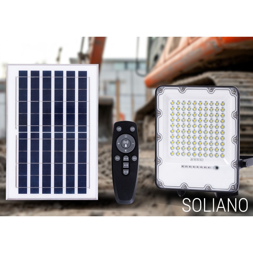 LED Buiten dimbaar zonne- Schijnwerper LED/100W/3,2V 4500K IP65 zwart + afstandsbediening