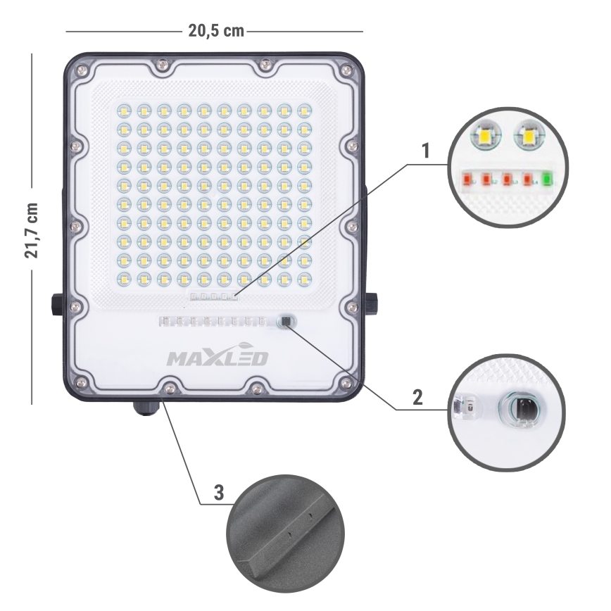 LED Buiten dimbaar zonne- Schijnwerper LED/100W/3,2V 4500K IP65 zwart + afstandsbediening