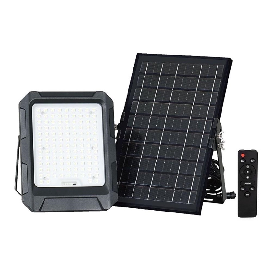 LED Solar Schijnwerper LED/10W/3,7V IP65 4000K 8000 mAh zwart + afstandsbediening