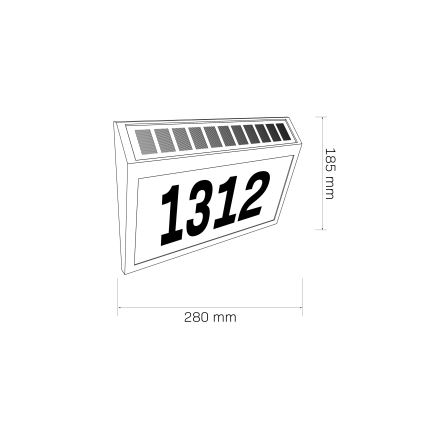 LED Solar verlicht huisnummer NUMERO LED/3,7V 6000K 1200 mAh IP44 zwart
