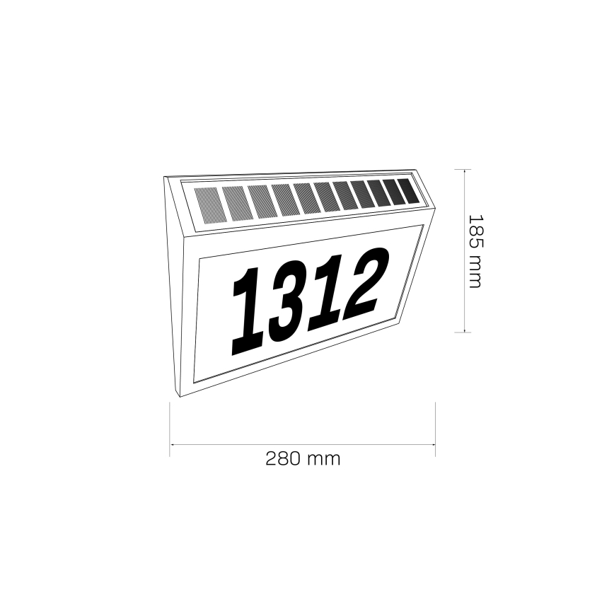 LED Solar verlicht huisnummer NUMERO LED/3,7V 6000K 1200 mAh IP44 zwart