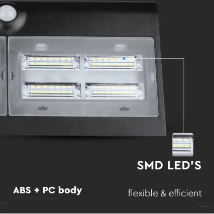 LED Solar Wand Lamp met Sensor LED/7W/3,7V 4000K IP65 zwart