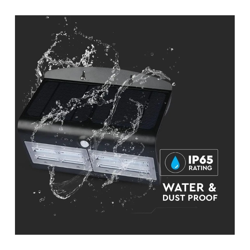LED Solar Wand Lamp met Sensor LED/7W/3,7V 4000K IP65 zwart
