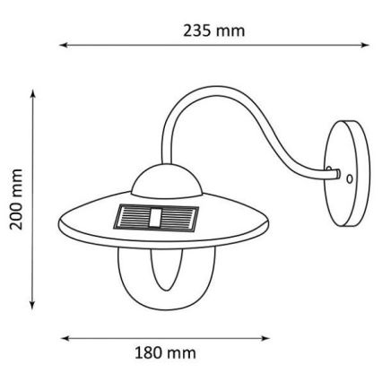 LED Solar wandlamp LED/0,5W/1,2V 600 mAh IP44 zwart