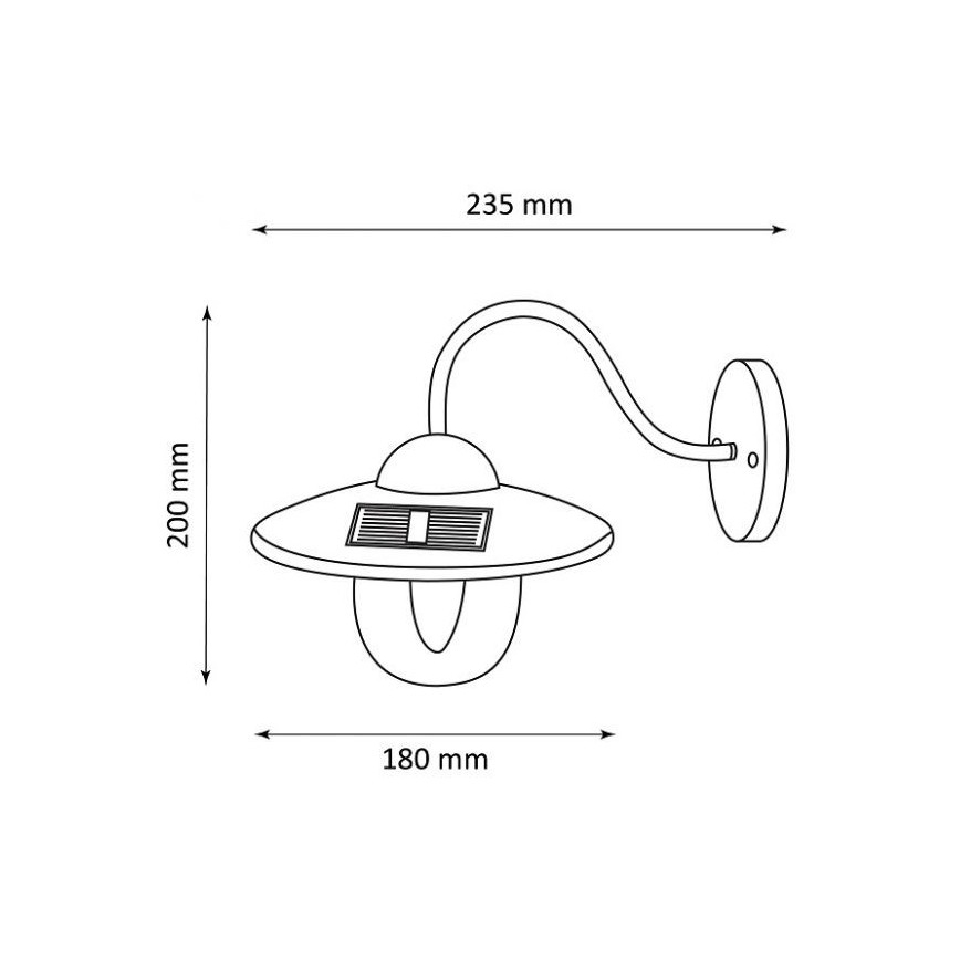 LED Solar wandlamp LED/0,5W/1,2V 600 mAh IP44 zwart