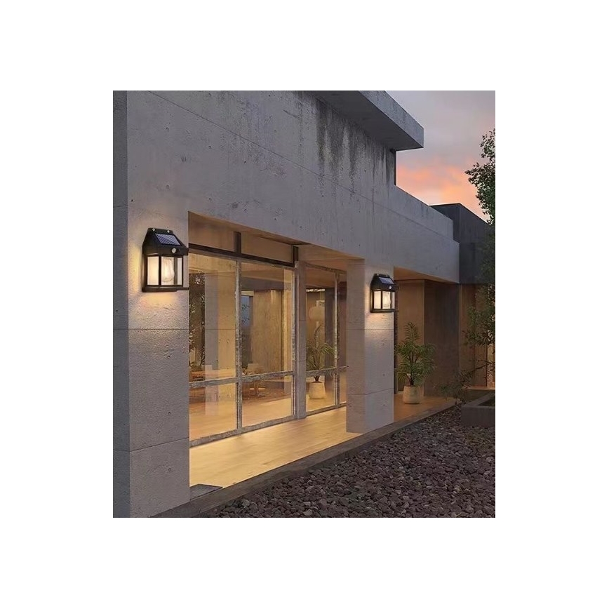 LED Solar wandlamp met sensor LANTER LED/1W/3,7V 1200 mAh IP44 zwart