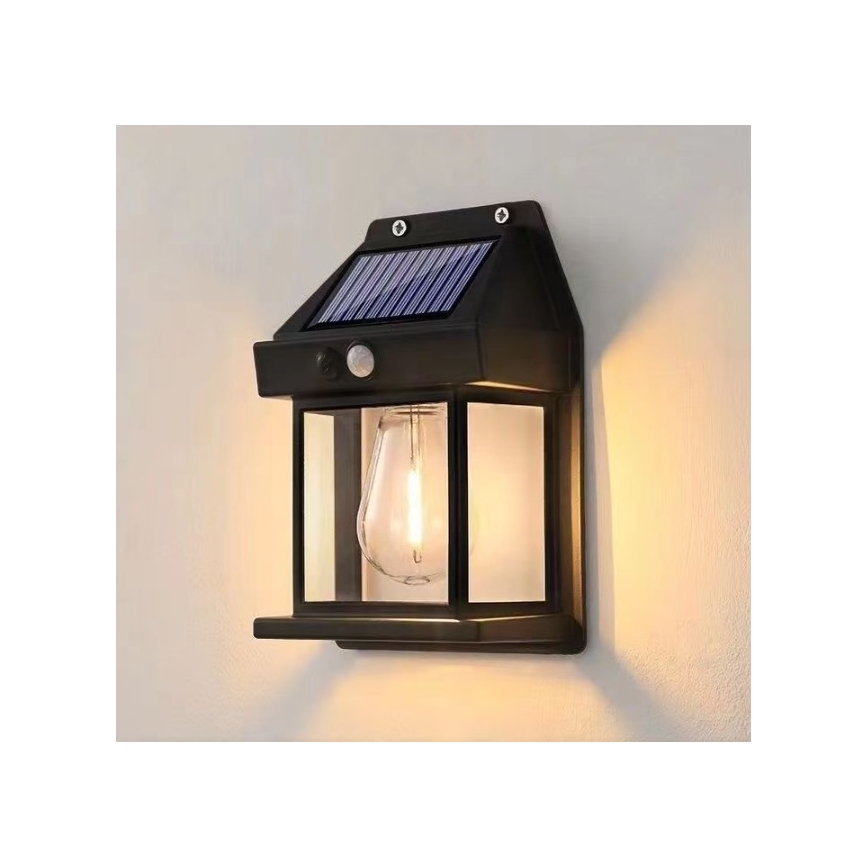 LED Solar wandlamp met sensor LANTER LED/1W/3,7V 1200 mAh IP44 zwart
