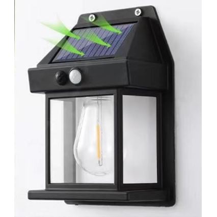 LED Solar wandlamp met sensor LANTER LED/1W/3,7V 1200 mAh IP44 zwart