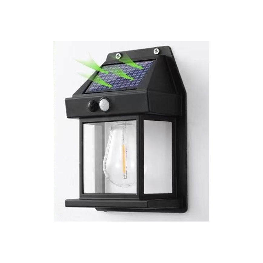 LED Solar wandlamp met sensor LANTER LED/1W/3,7V 1200 mAh IP44 zwart