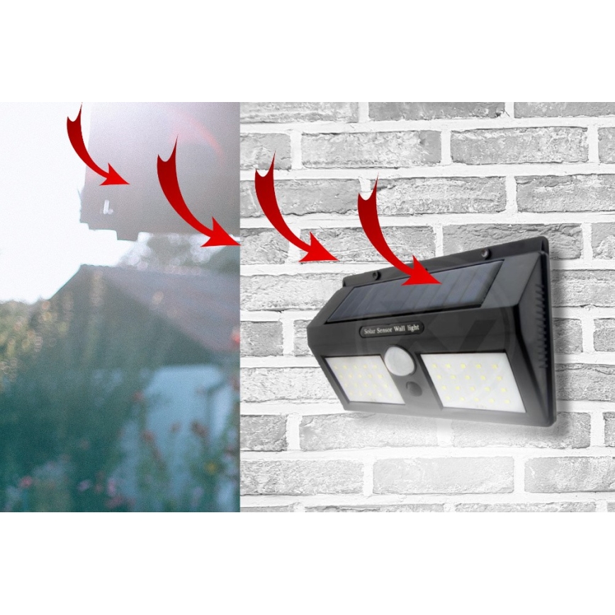 LED Solar wandlamp met sensor LED/1,2W/3,7V 2400 mAh IP54