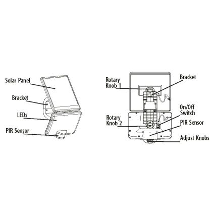 LED Solar wandlamp met sensor LED/12W/3,7V 4000 mAh IP54