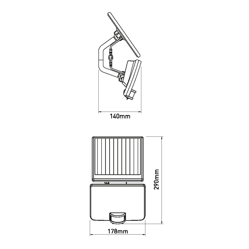 LED Solar wandlamp met sensor LED/12W/3,7V 4000 mAh IP54