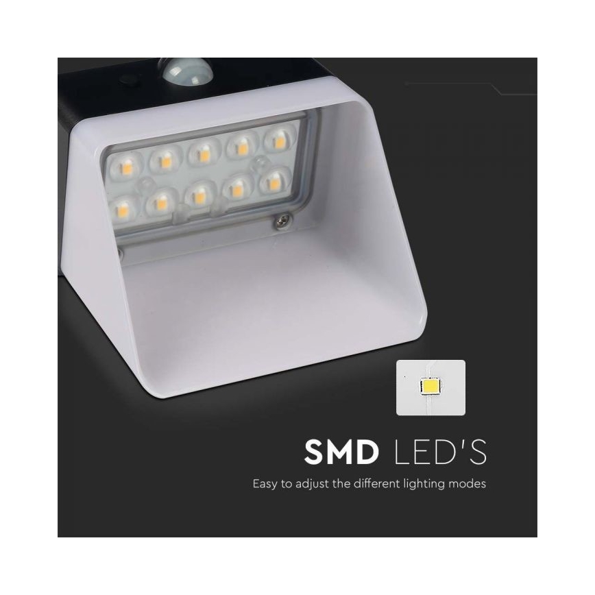 LED Solar wandlamp met sensor LED/2W/3,7V 4000K IP65