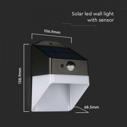LED Solar wandlamp met sensor LED/2W/3,7V 4000K IP65