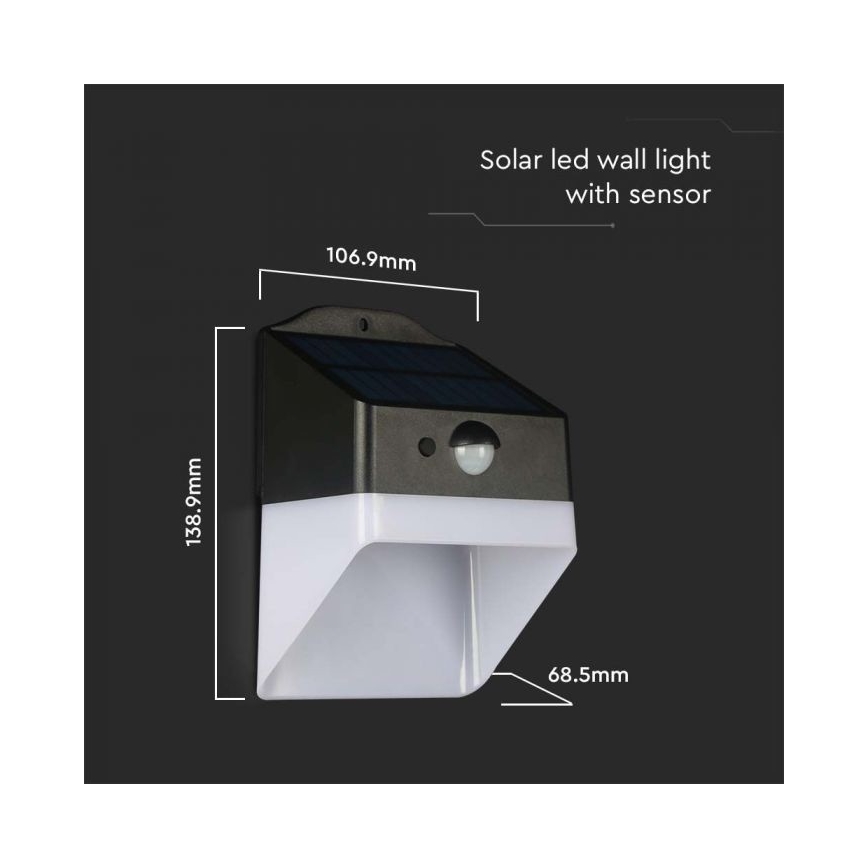 LED Solar wandlamp met sensor LED/2W/3,7V 4000K IP65