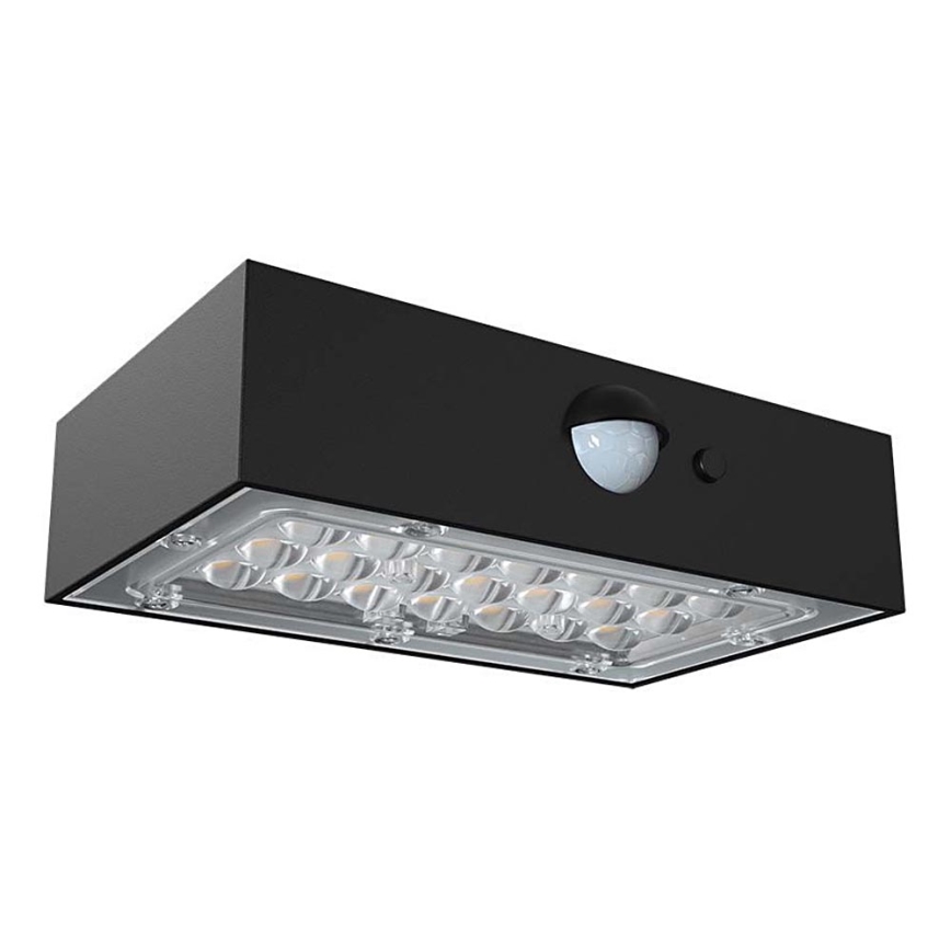 LED Solar wandlamp met sensor LED/3W/3,7V 3000K/4000K IP65 1200 mAh zwart