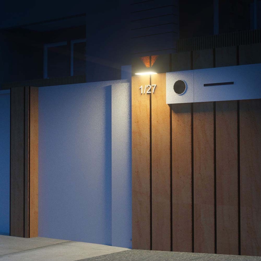 LED Solar wandlamp met sensor LED/3W/3,7V 3000K/4000K IP65 1200 mAh zwart