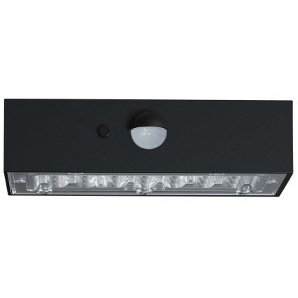 LED Solar wandlamp met sensor LED/3W/3,7V 3000K/4000K IP65 1200 mAh zwart