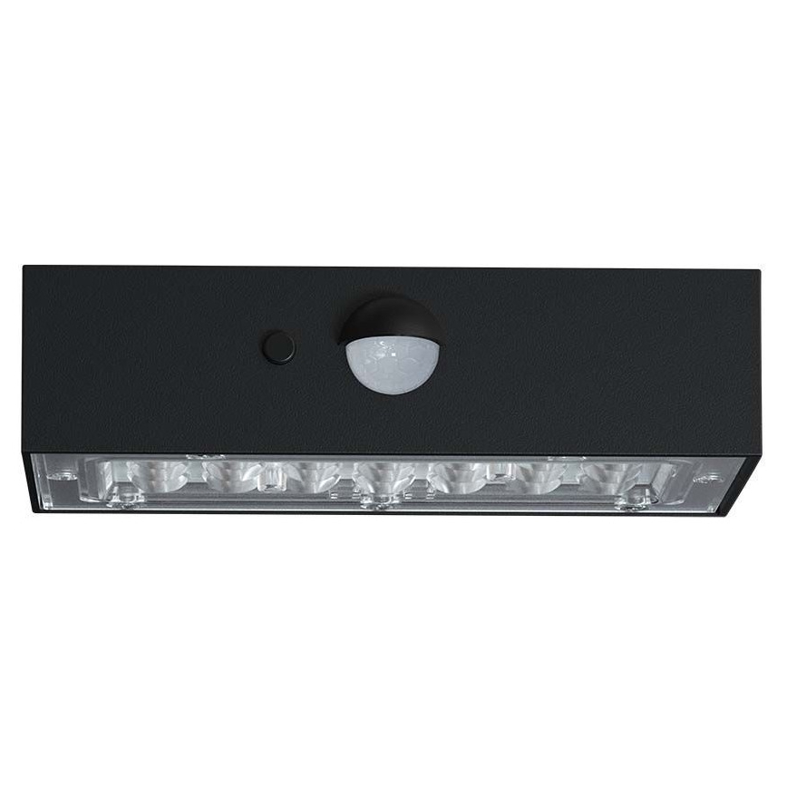 LED Solar wandlamp met sensor LED/3W/3,7V 3000K/4000K IP65 1200 mAh zwart