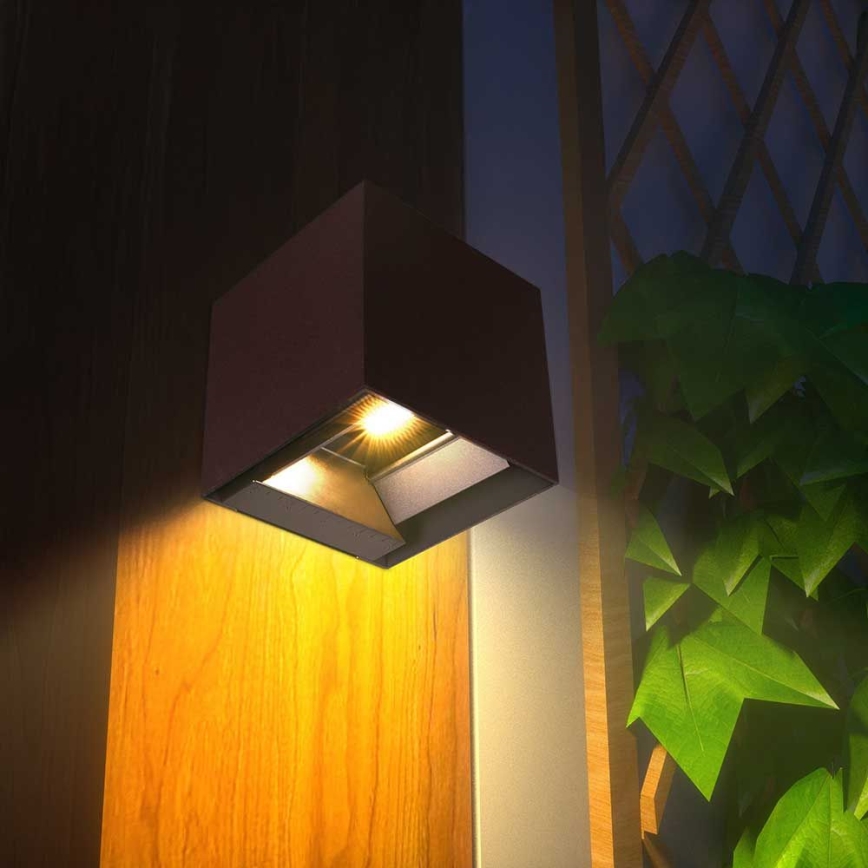 LED Solar wandlamp met sensor LED/9W/3,7V 3000/4000/5000K 2600 mAh IP65 bruin