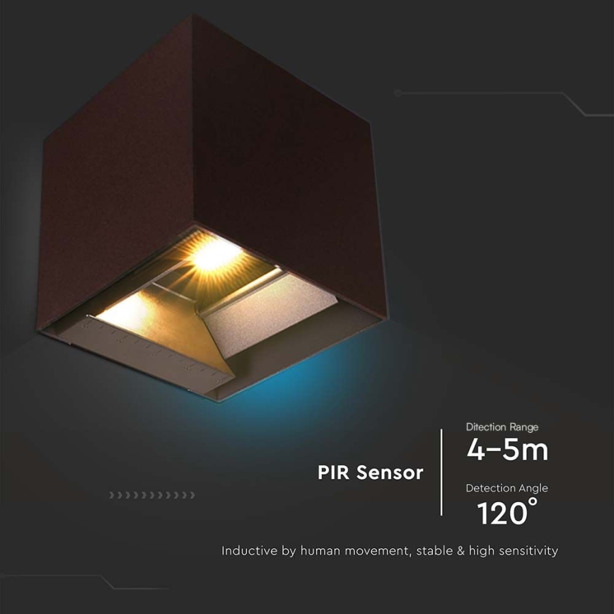 LED Solar wandlamp met sensor LED/9W/3,7V 3000/4000/5000K 2600 mAh IP65 bruin