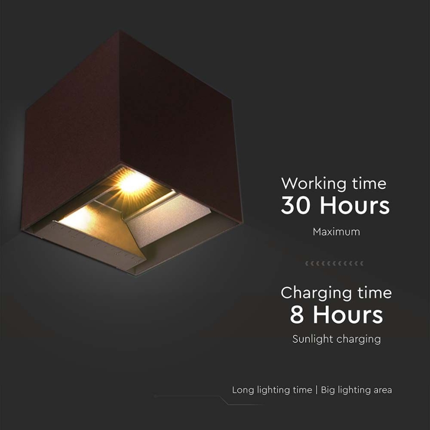LED Solar wandlamp met sensor LED/9W/3,7V 3000/4000/5000K 2600 mAh IP65 bruin