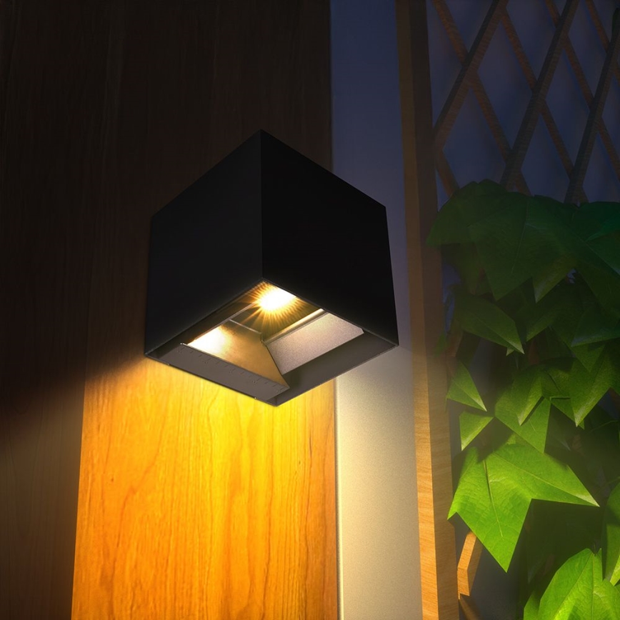 LED Solar wandlamp met sensor LED/9W/3,7V 3000/4000/5000K 2600 mAh IP65 zwart
