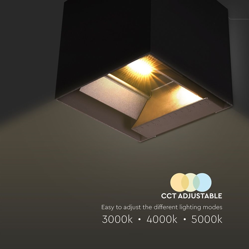 LED Solar wandlamp met sensor LED/9W/3,7V 3000/4000/5000K 2600 mAh IP65 zwart