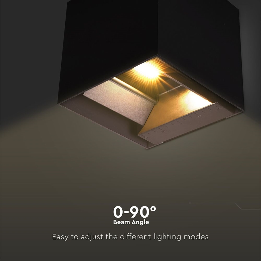 LED Solar wandlamp met sensor LED/9W/3,7V 3000/4000/5000K 2600 mAh IP65 zwart