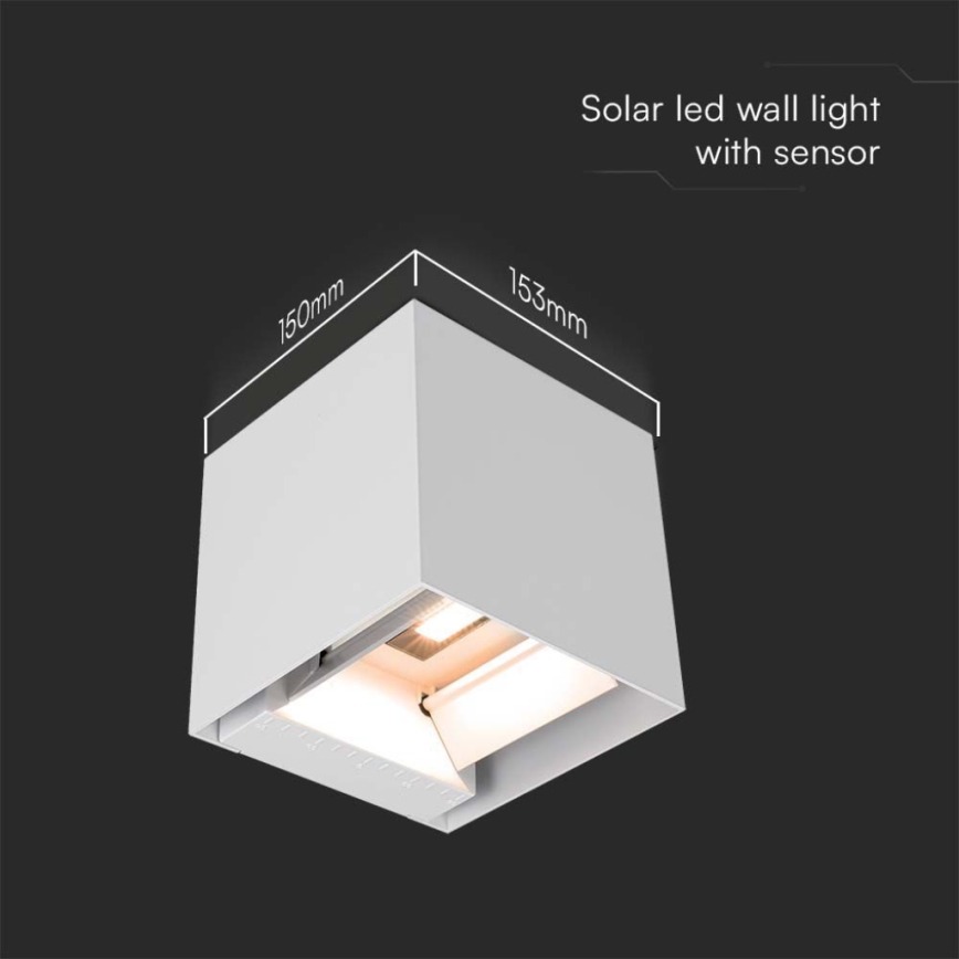 LED Solar wandlamp met sensor LED/9W/3,7V IP65 3000K 2600 mAh wit