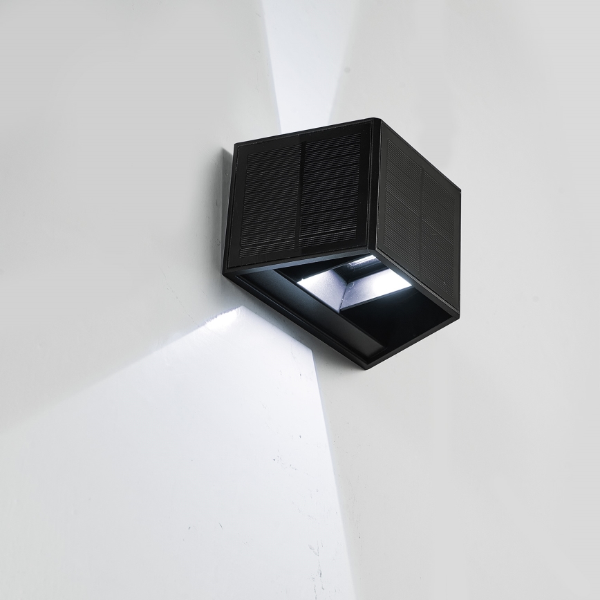 LED Solar wandlamp WINGS LED/2W/1300 mAh 3,7V 6000K IP54 zwart