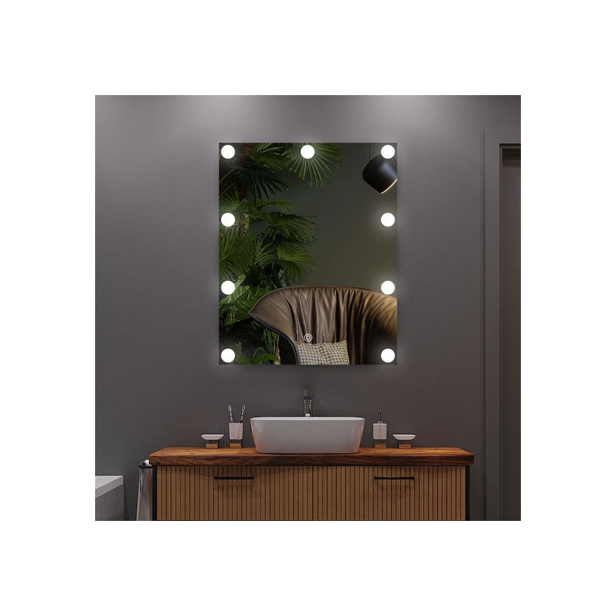 LED-spiegel met verlichting 9xLED/1W/230V 3000/4000/6000K 50x40 cm IP44