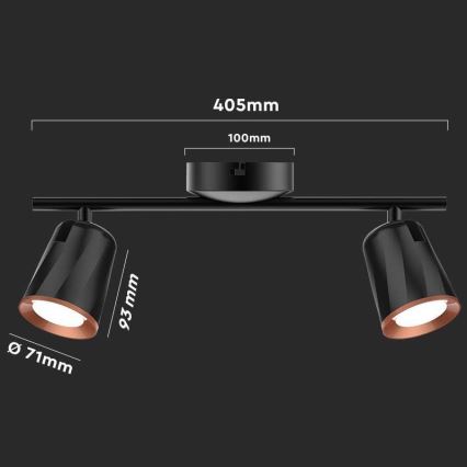 LED spot 2xLED/5W/230V 3000K zwart