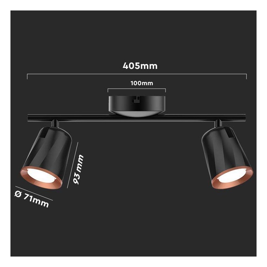LED spot 2xLED/5W/230V 3000K zwart