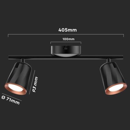 LED spot 2xLED/5W/230V 4000K zwart