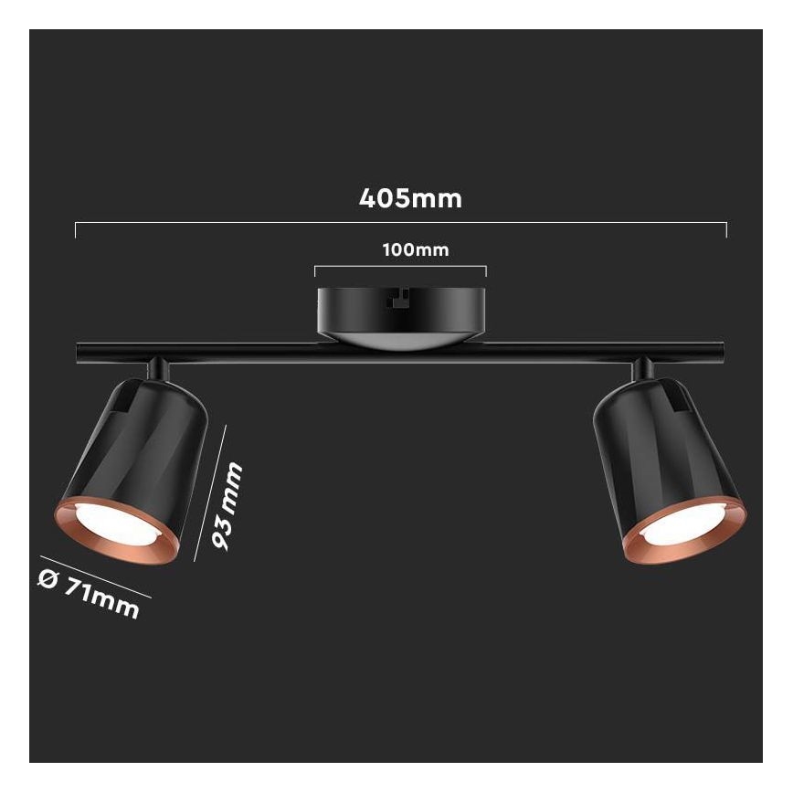 LED spot 2xLED/5W/230V 4000K zwart