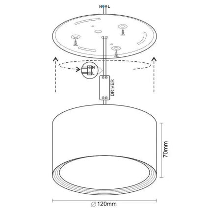 LED spot LED/14W/230V 4000K diameter 12 cm wit