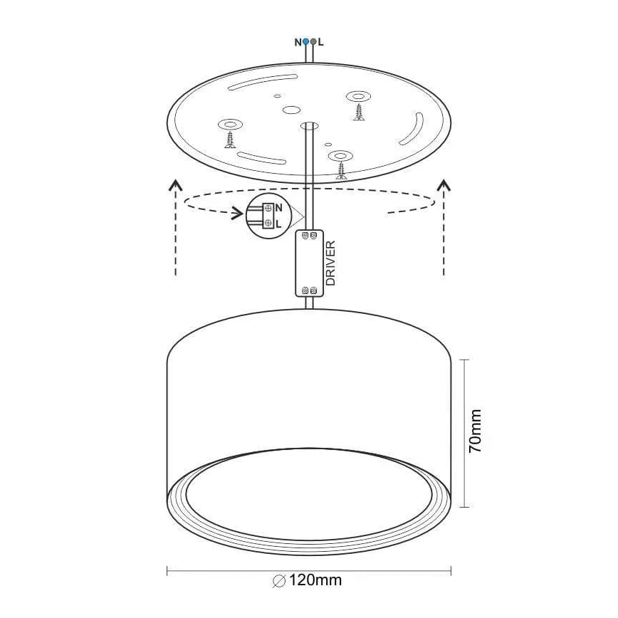 LED spot LED/14W/230V 4000K diameter 12 cm wit