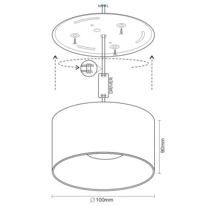 LED spot LED/16W/230V 4000K diameter 10 cm zwart