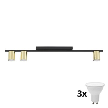 LED-spot LOGAN 3xGU10/10W/230V zwart/goud