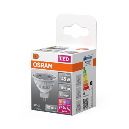 LED-spot MR16 GU5,3/5,6W/12V 2700/4000/6500K 36° - Osram