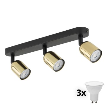 LED-spot TOP 3xGU10/10W/230V zwart/goud