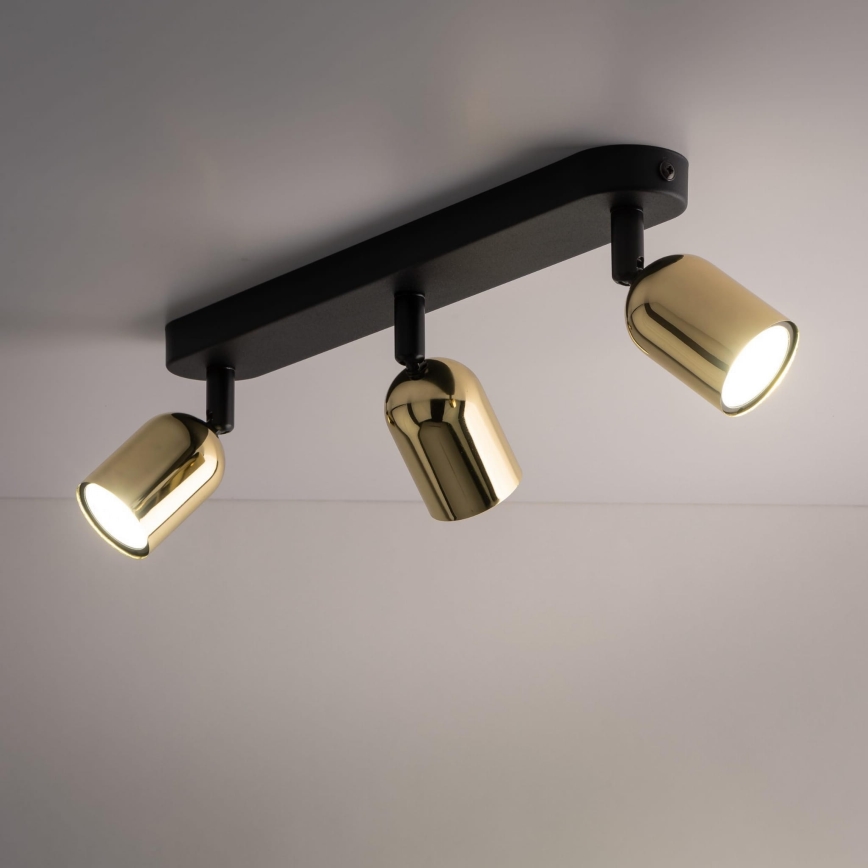 LED-spot TOP 3xGU10/10W/230V zwart/goud