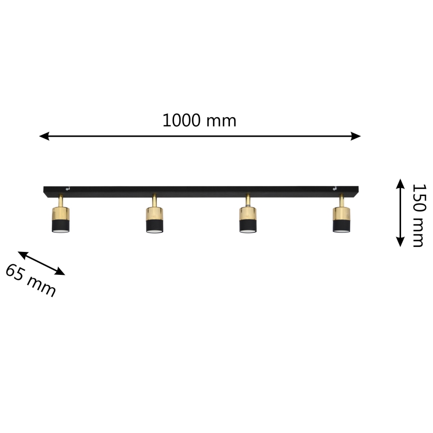 LED Spot TUBSSON 4xGU10/4,8W/230V zwart/goud