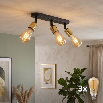 LED spotarmatuur TOP 3xE27/15W/230V zwart/goud
