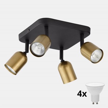 LED-spotlamp TOP 4xGU10/10W/230V goud/zwart