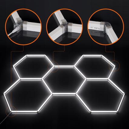 Plafonnier LED dimmable HEXAGON LED/192W/85-265V 5000K 160x221 cm CRI 90 IP54 blanc