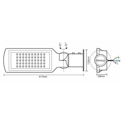 LED Straat Lamp met Sensor LED/50W/170-400V IP65