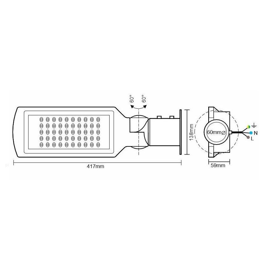 LED Straat Lamp met Sensor LED/50W/170-400V IP65